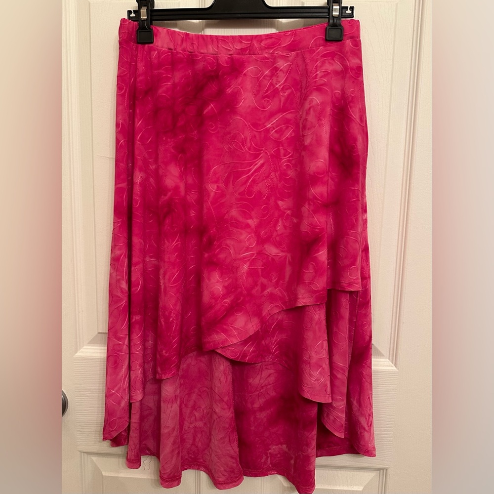 CATO Pink embroidered high low skirt